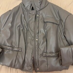 SHEIN Metallic Gray Puffer Jacket